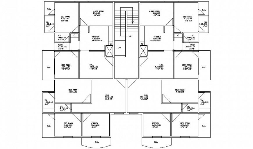 Two bhk housing apartment details work plan drawing in autocad
