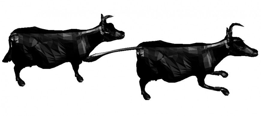 Two cows 3d elevation blocks cad drawing details dwg file