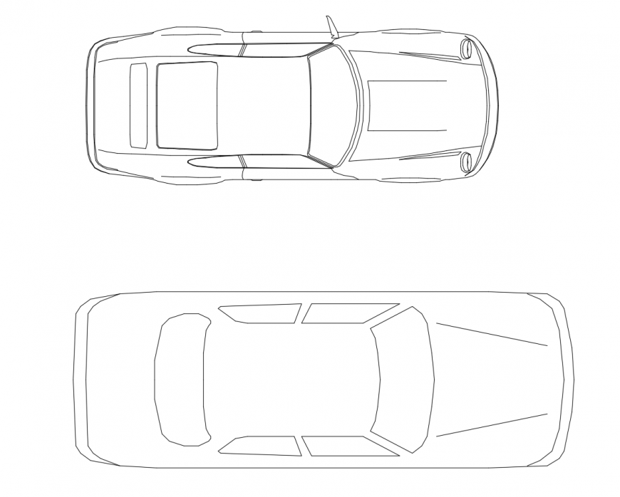 Two family car top view elevation cad drawing details dwg file