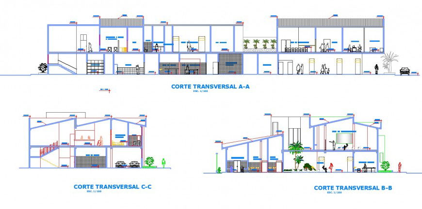 Two floor Clinic elevation detail drawing in dwg AutoCAD file.
