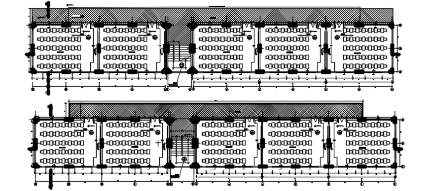 Two floor distribution plan details for education institute dwg file