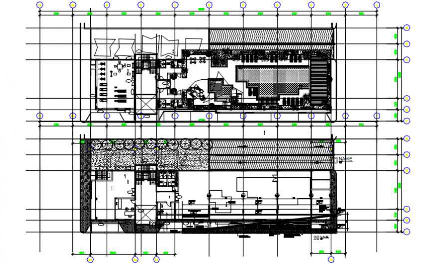Two floor distribution plan with furniture cad drawing details dwg file