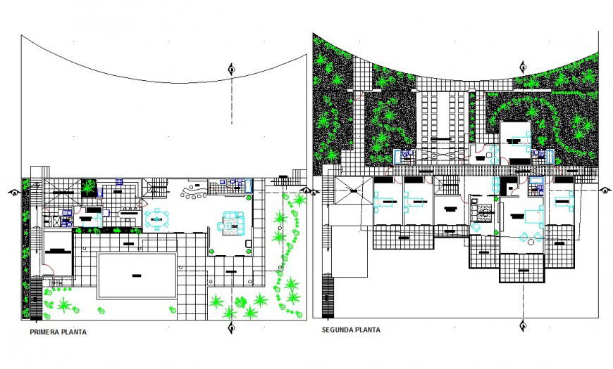 Two floor house building structure detail plan 2d view CAD construction block layout autocad file