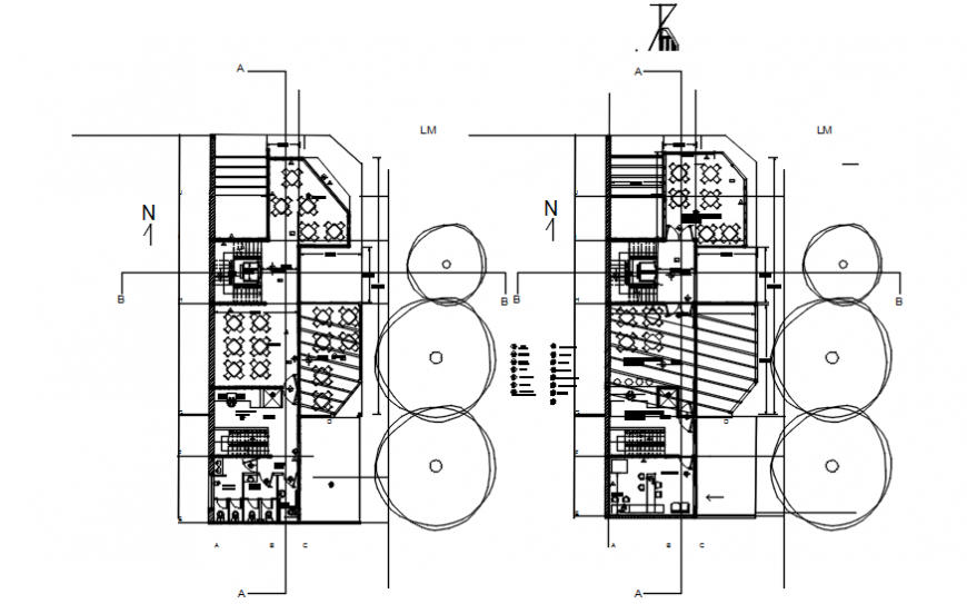 Two floor plan of hotel in AutoCAD file