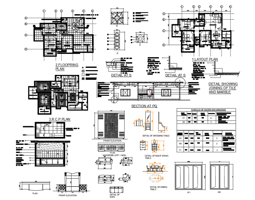 Two flooring family house detailed architecture project dwg file