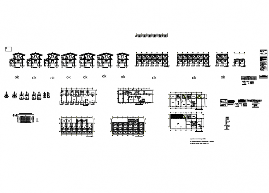Two flooring house all sided sections with structure and constructive details dwg file