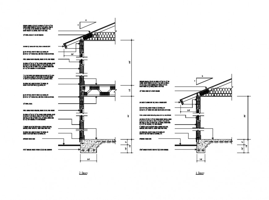 Two flooring house building constructive sectional details dwg file