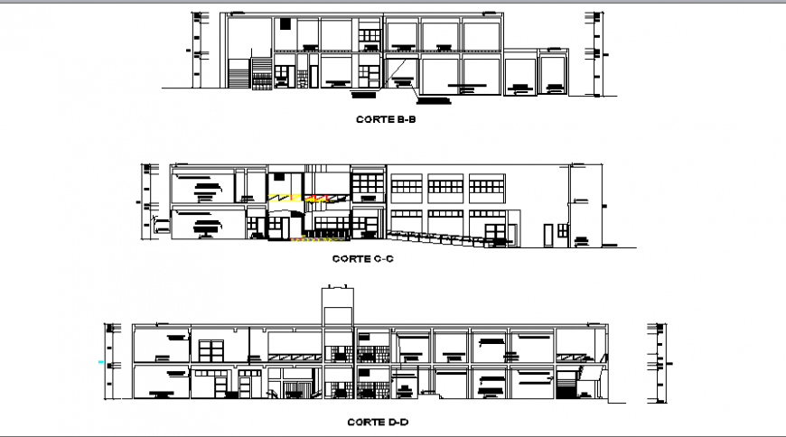Two flooring primary school all sided sections cad drawing details dwg file