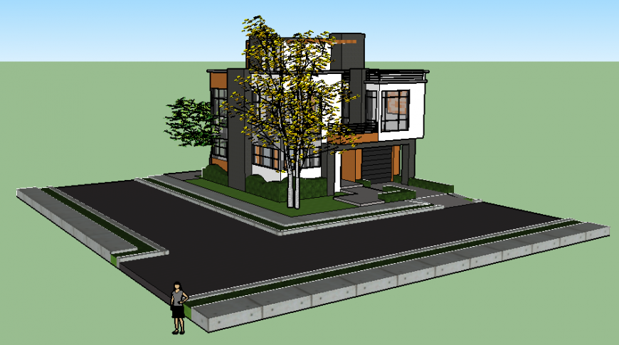 Two flooring residential house 3d design cad drawing details dwg file