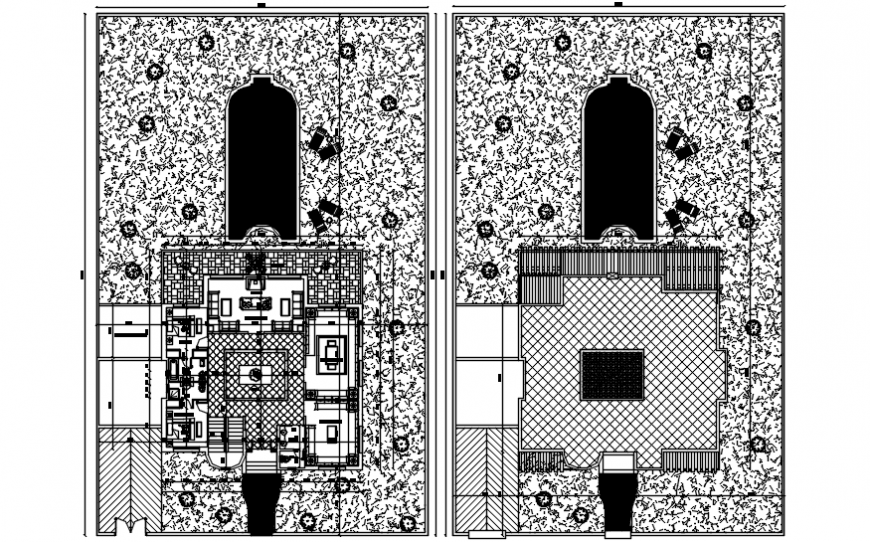 Two floors distribution layout plan details of residential villa dwg file