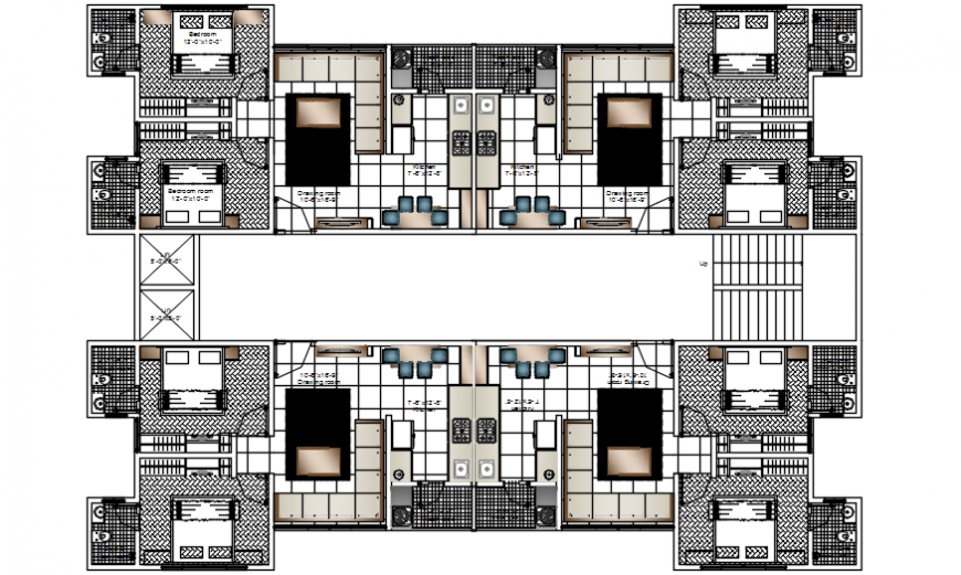 Two floors of apartment building layout plan cad drawing details dwg file