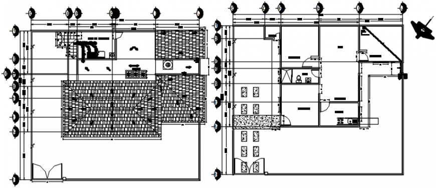 Two floors of house plan and sanitary installation details dwg file