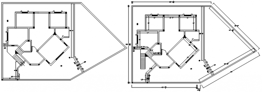 Two floors of residential house framing plan structure drawing details dwg file