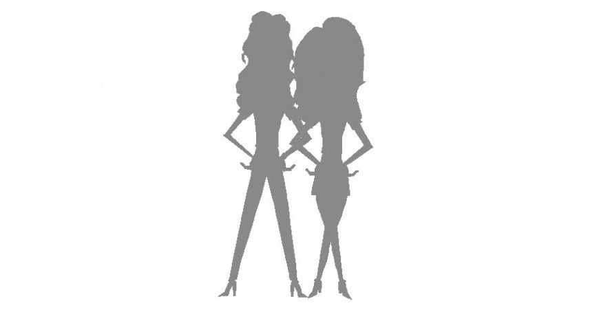 Two girl model figure blocks cad drawing details dwg file