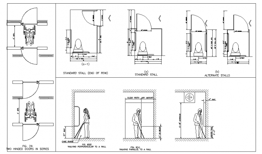 Two hinged doors in series Plan Lay-out
