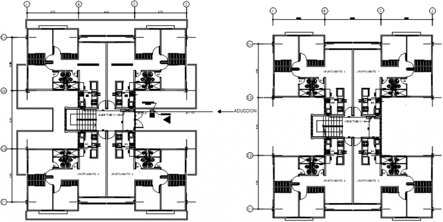 Two house floors sanitary plan and installation details dwg file