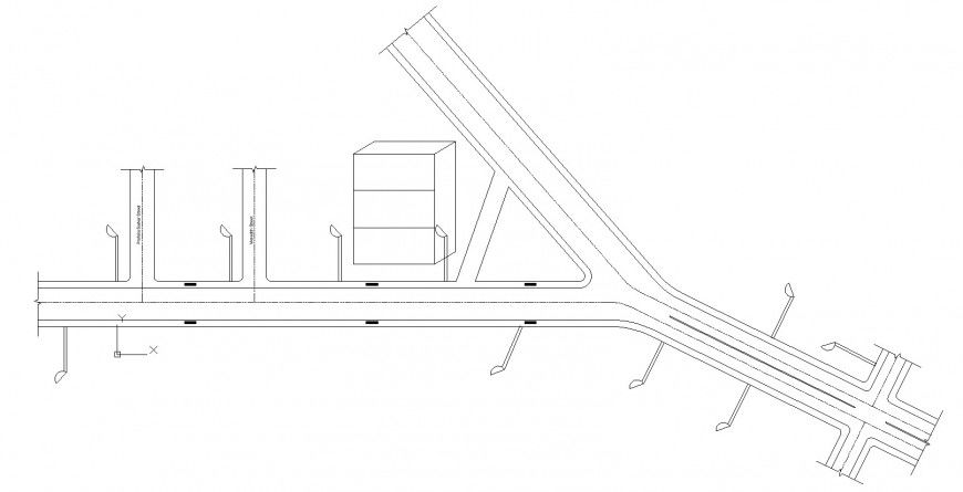 Two lane road elevation view cad drawing details dwg file