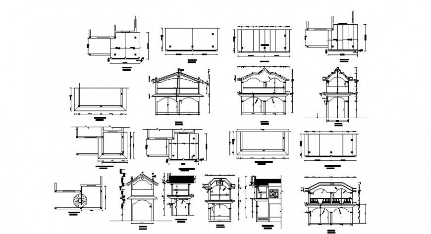 Two level house elevation, section and structure details dwg file