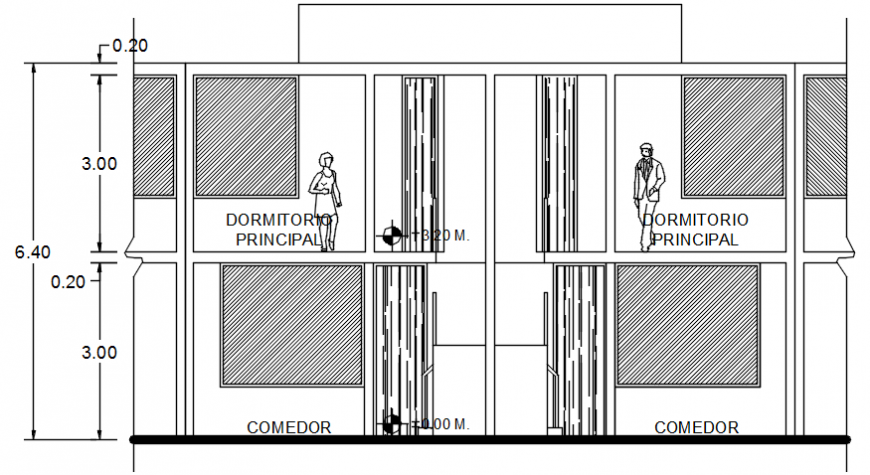Two level house main section cad drawing details dwg file