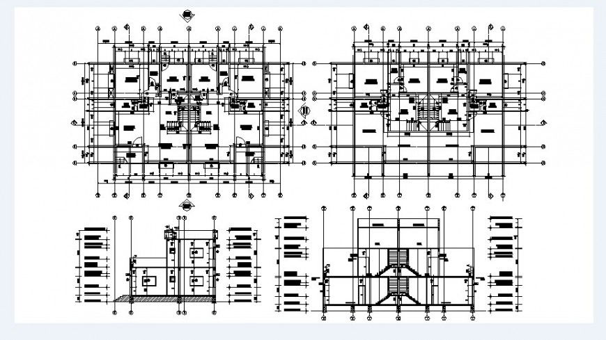 Two level house sections and floor plan cad drawing details dwg file