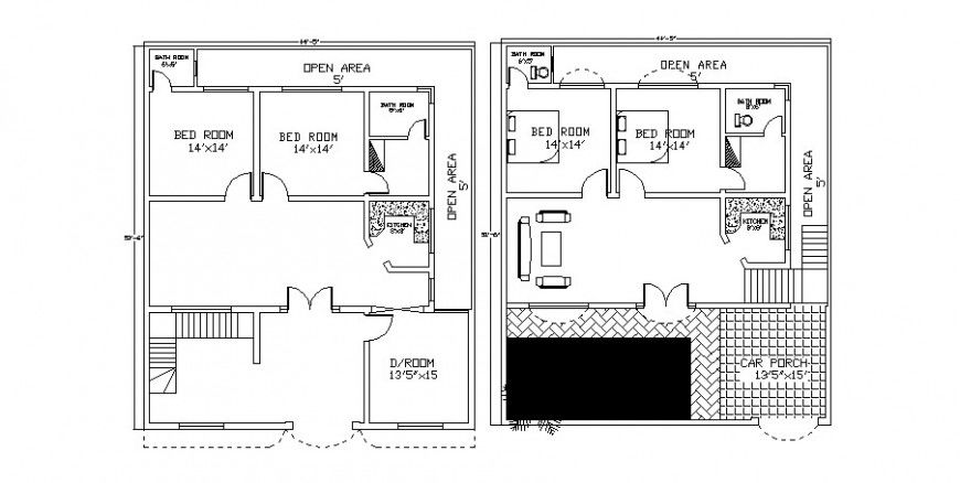 Two level housing plan in AutoCAD file
