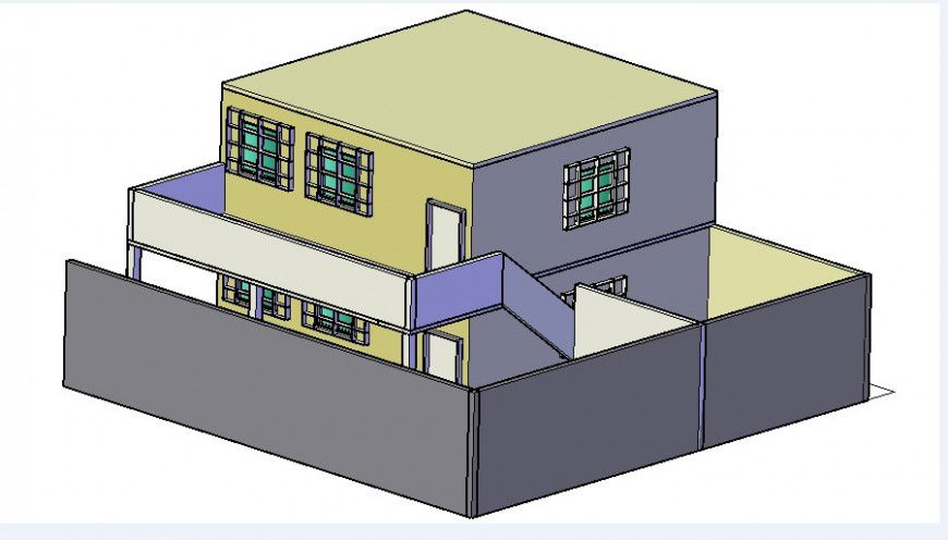 Two level one family house 3d model cad drawing details dwg file