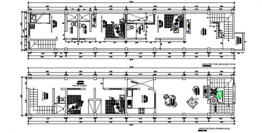 Two level residential home floor plan cad drawing details dwg file