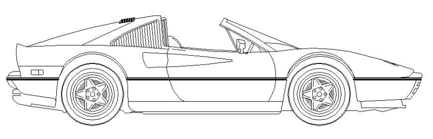 Two seated luxuries car side elevation cad block details dwg file