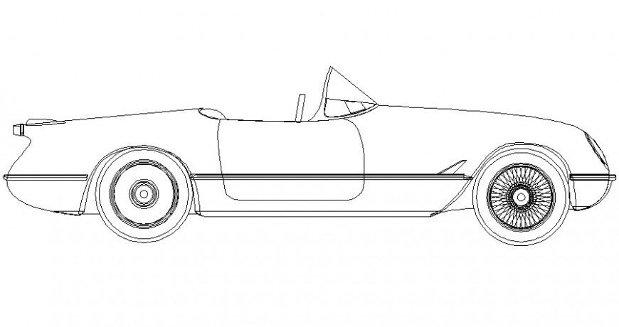 Two seater car details elevation 2d view drawing in autocad