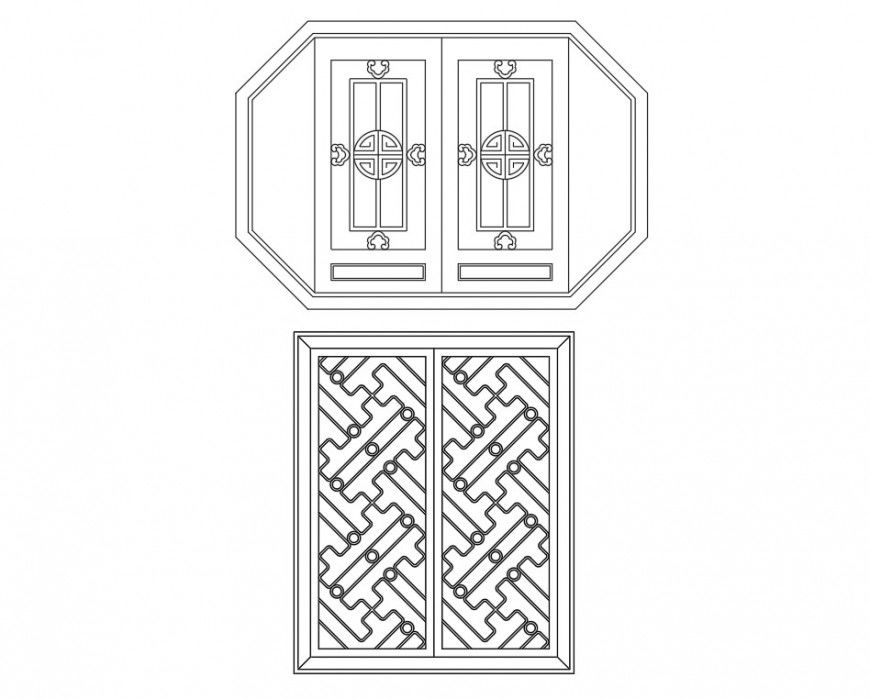 Two slider window elevation layout detail