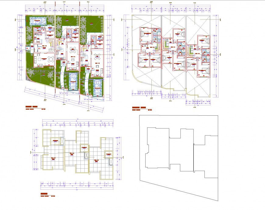 Two storey apartment structure dwg file