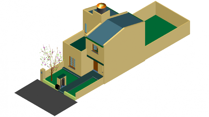 Two stories housing apartment 3d model autocad software file
