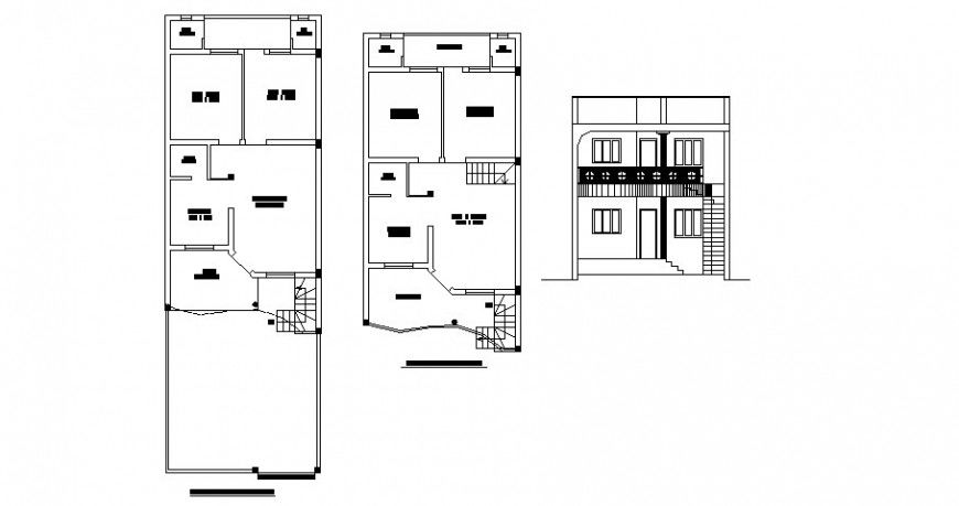 Two stories residential apartment working plan and elevation autocad file