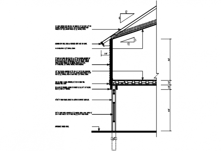 Two story building piling constructive section cad drawing details dwg file