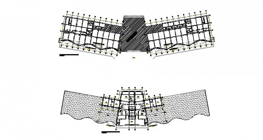 Two story commercial building units drawings 2d view autocad file
