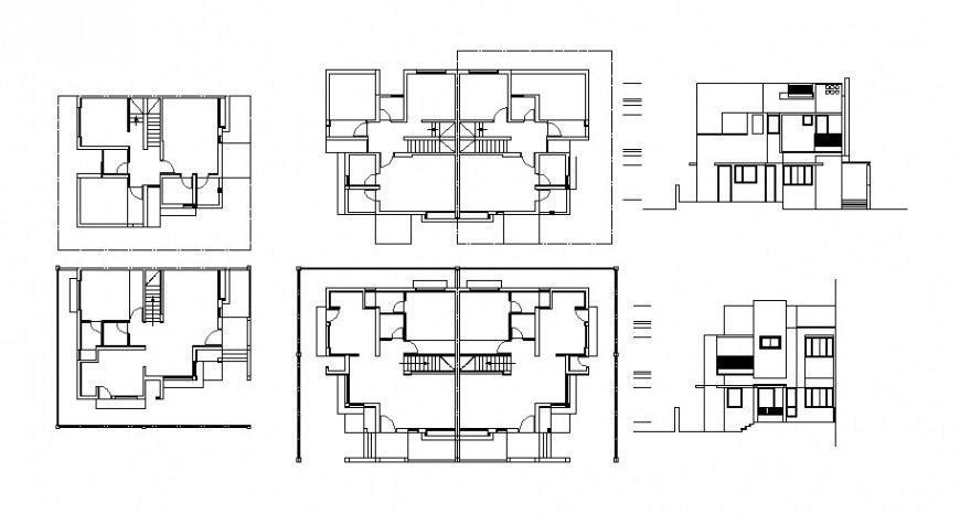 Two story house elevation and framing plan cad drawing details dwg file