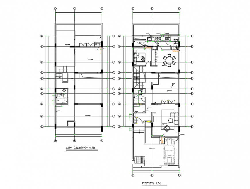 Two story house floor plan cad drawing details dwg file