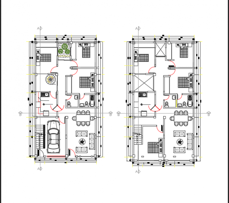 Two story house floor plan layout details dwg file