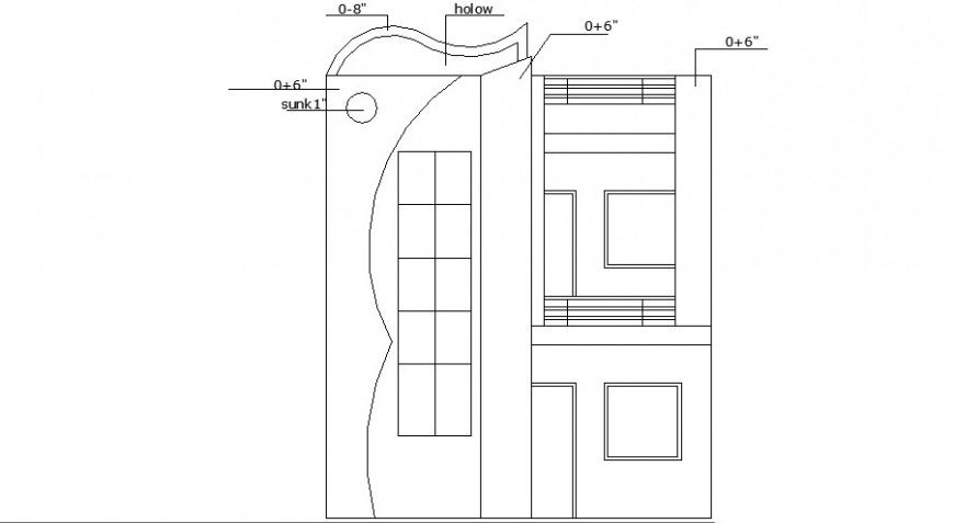 Two story house front elevation cad drawing details dwg file