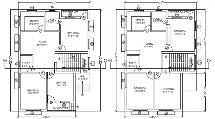 Two story house layout floor plan CAD drawings autocad file