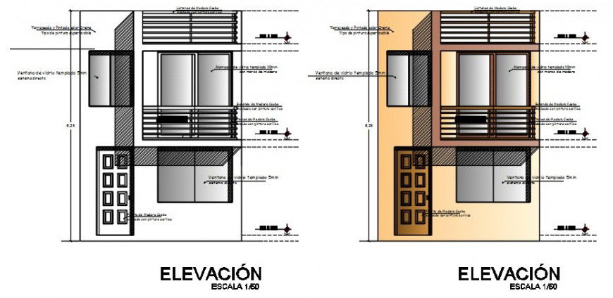 Two story residential apartment elevation drawings autocad file