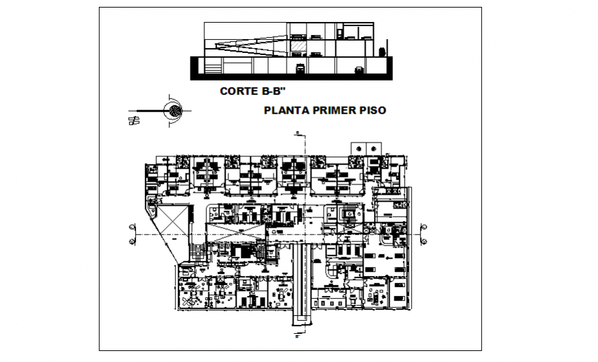 Type - B section design of Hospital design drawing