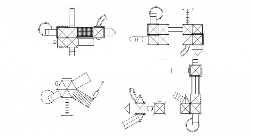 Types of garden play house plan drawing in AutoCAD file.
