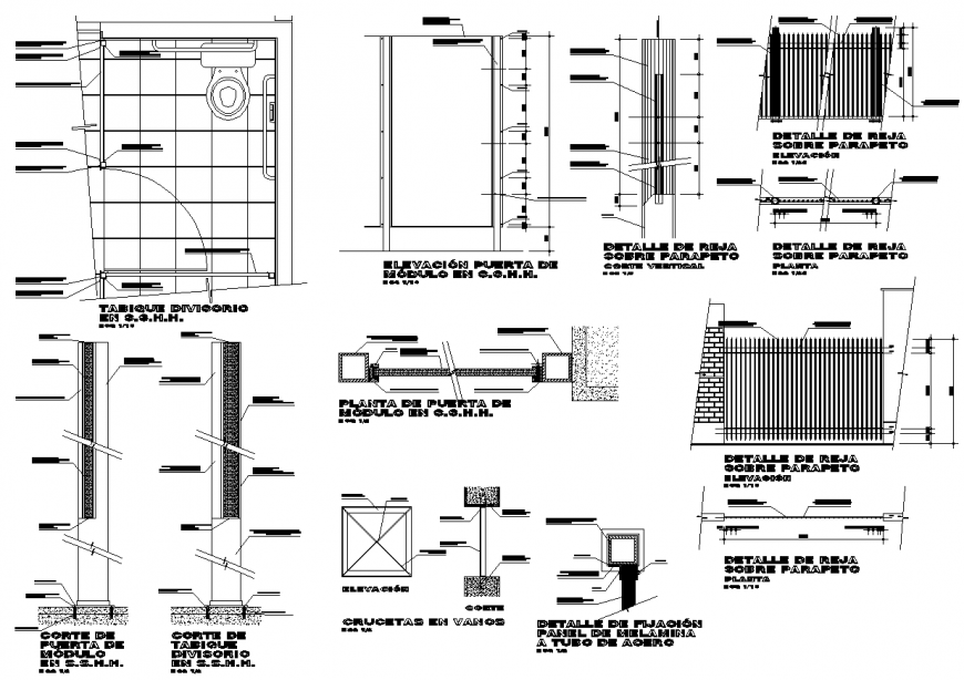 Types of joinery of house in dwg file.