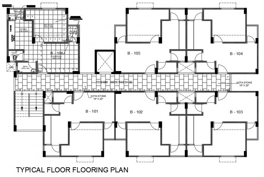 Typical apartment floor layout plan cad file