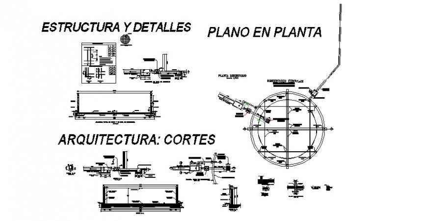 Typical armor concrete wall and reservoir slab cad structure details dwg file