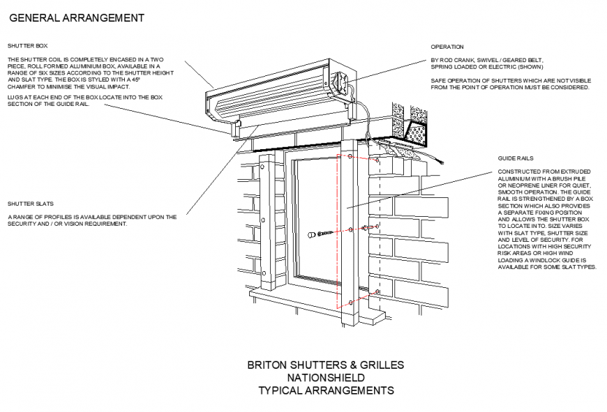 Typical Arrangements of shutter and grills detail elevation and plan 2d view dwg file