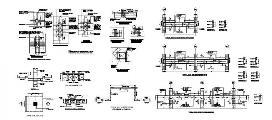 Typical beam and constructive structure cad drawing details dwg file