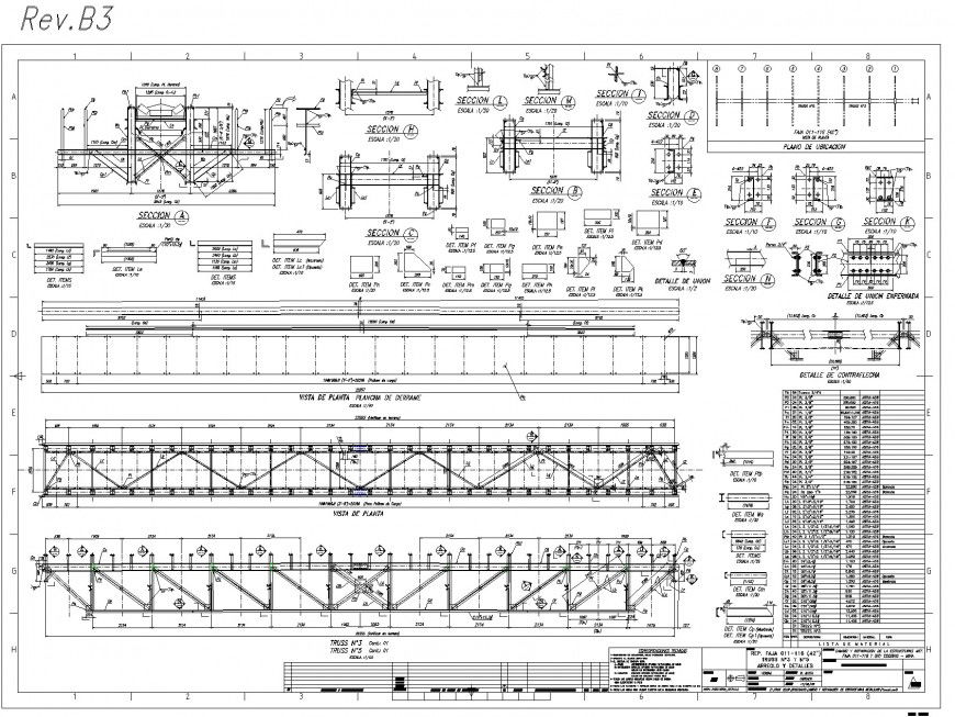 Typical bridge convey or belt plan and section detail dwg file