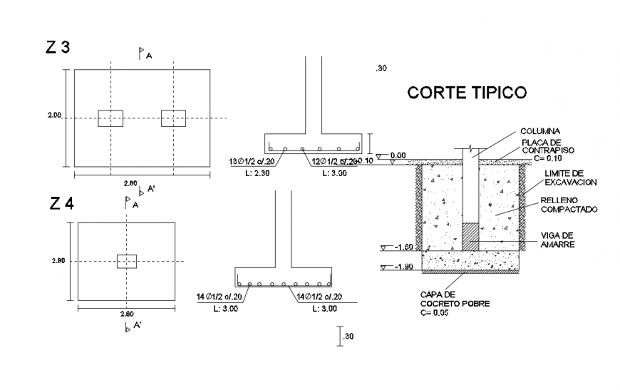 Typical column Detail Construction design